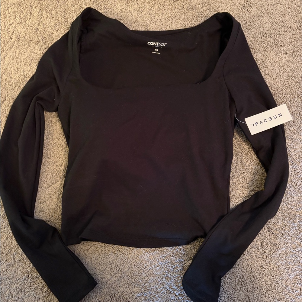 NWT PacSun Black Long-Sleeve Scoop Neck Top XS